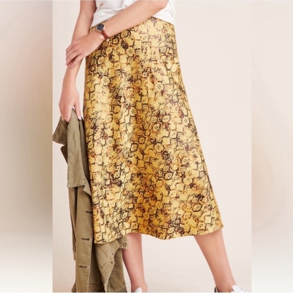 Current Air Snake Print Gold MIDI Slip On Skirt - Picture 1 of 4